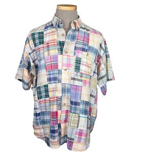 Orvis Men’s Madras Plaid Short Sleeve Cotton Button Down Shirt Size Larg…